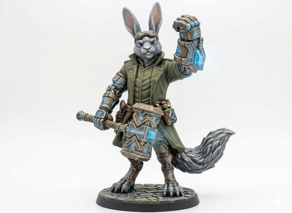 Anthropomorphic Rabbit Warrior Figurine free 3D printable STL