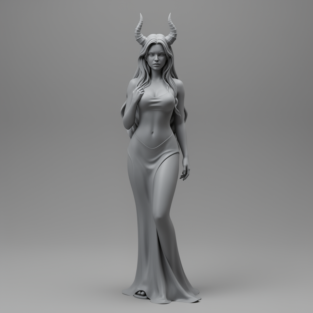 Elegant Demon Girl Figurine free 3D printable STL