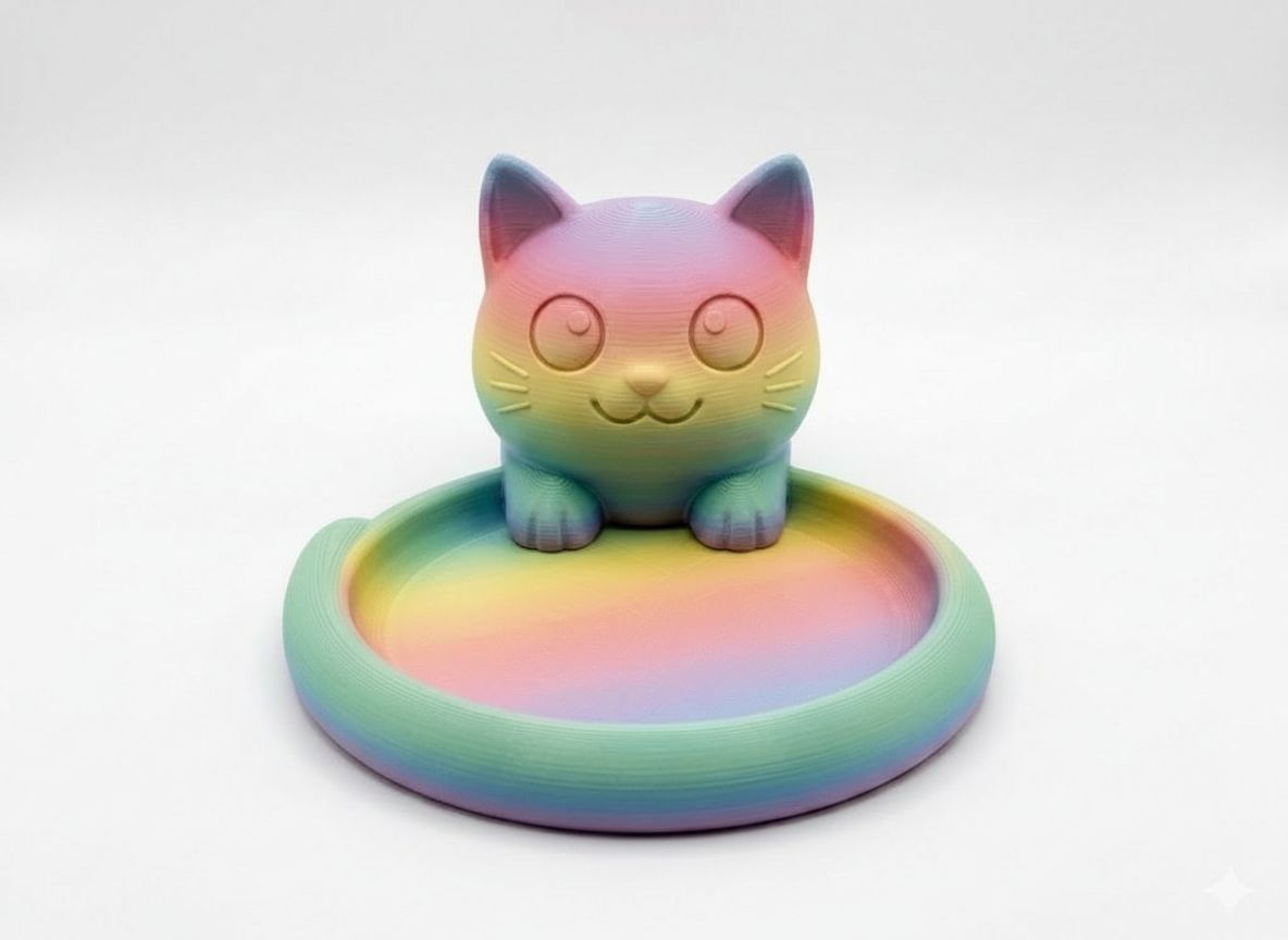 Cute Cat Trinket Dish free 3D printable STL