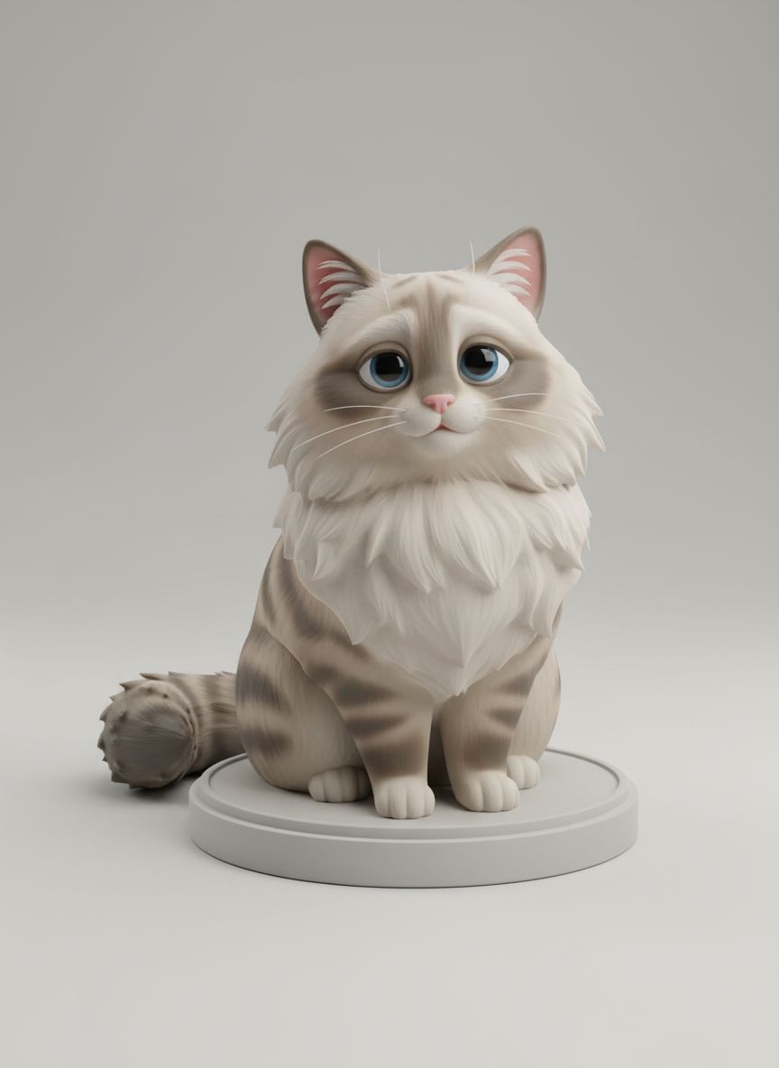 Ragdoll Cat Figurine free 3D printable STL