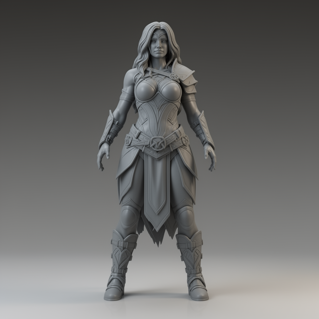 Female Barbarian Figurine free 3D printable STL