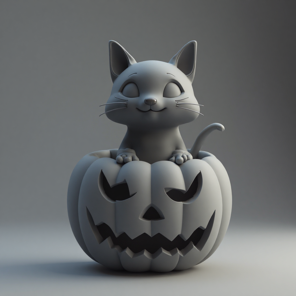 Black Cat Jackolantern Figurine free 3D printable STL