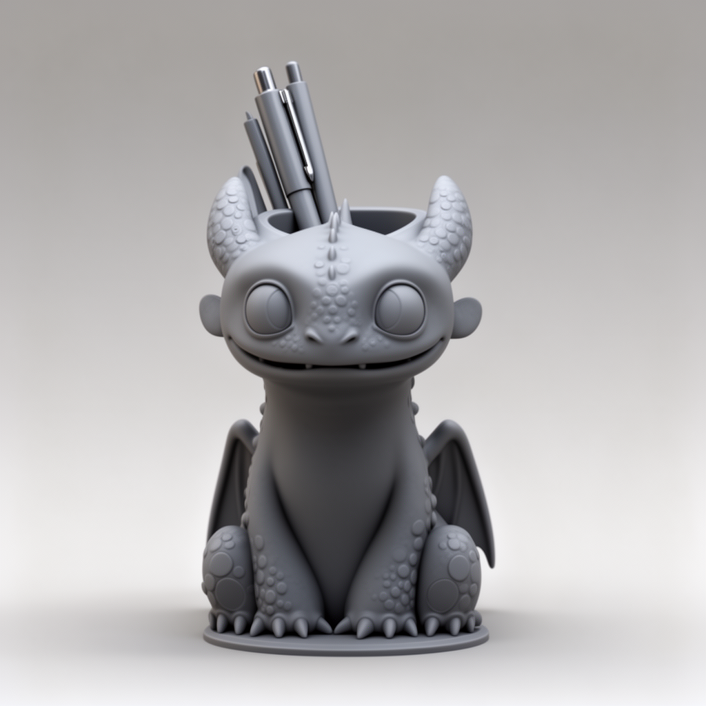 Baby Toothless Pen Holder free 3D printable STL