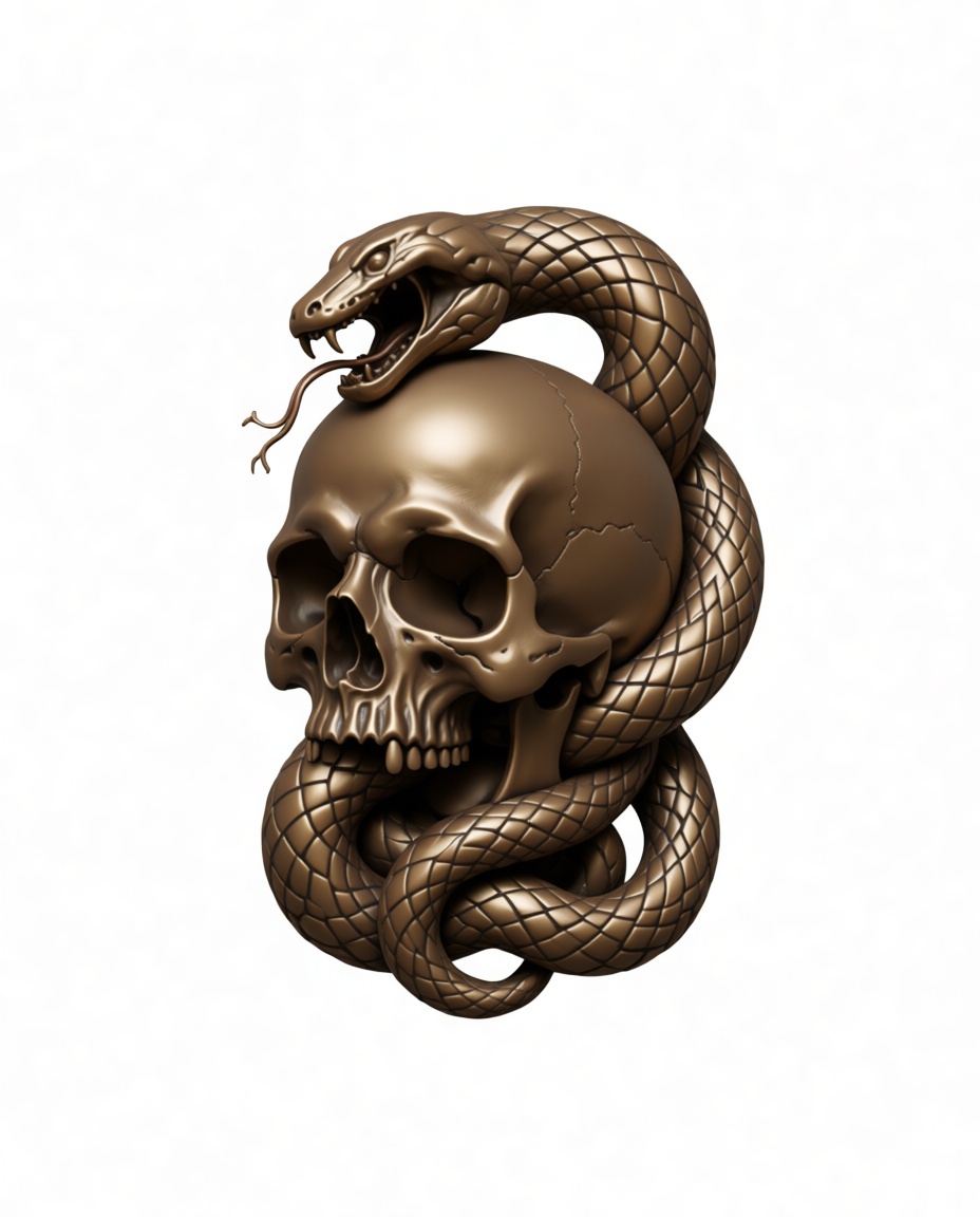 Skull and Snake Sculpture free 3D printable STL