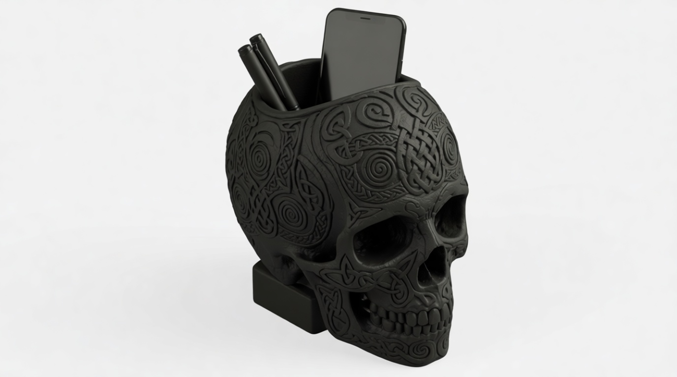 Celtic Skull Pen Holder free 3D printable STL