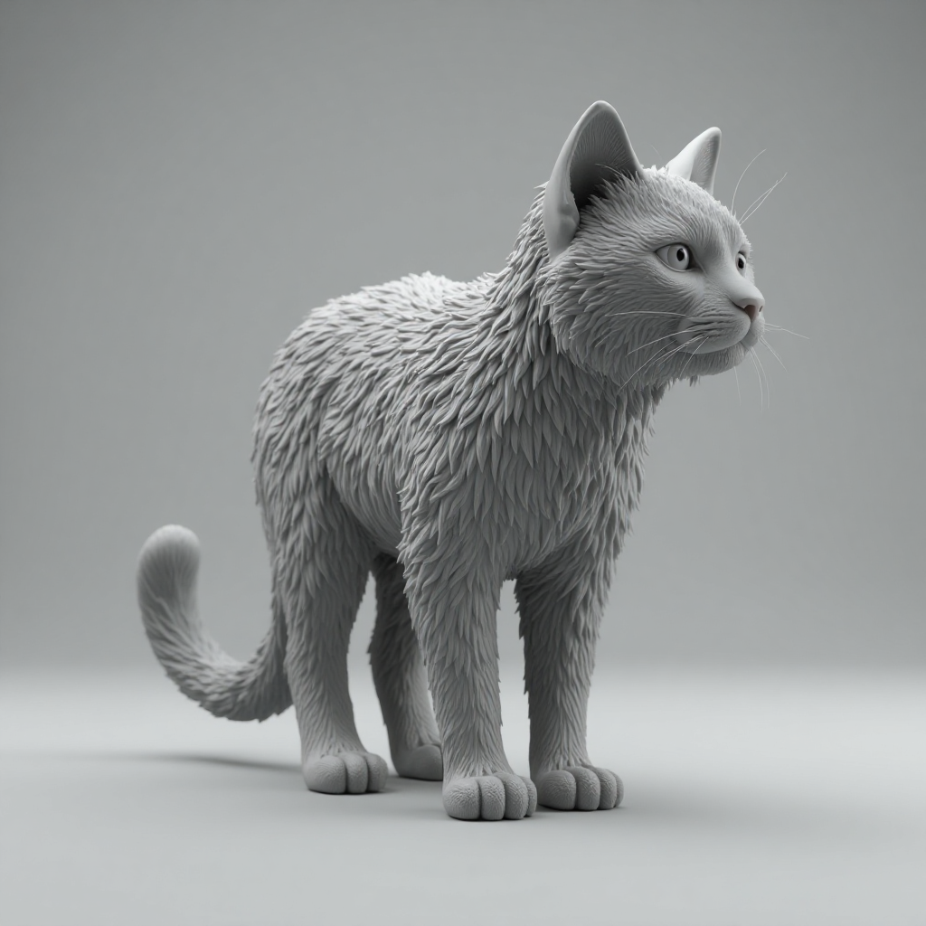 Realistic Cat Fur Sculpture free 3D printable STL