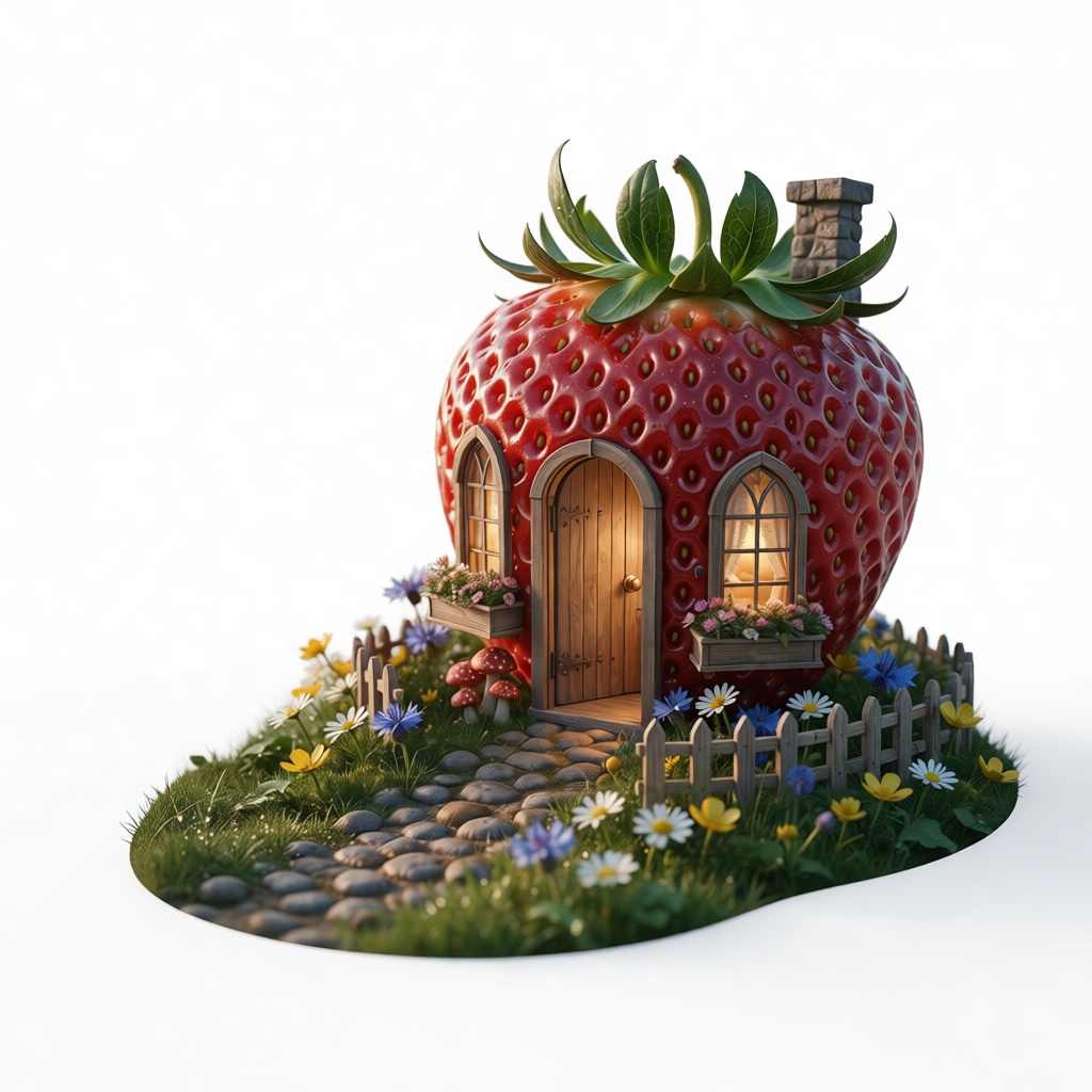 Strawberry Cottage Model free 3D printable STL