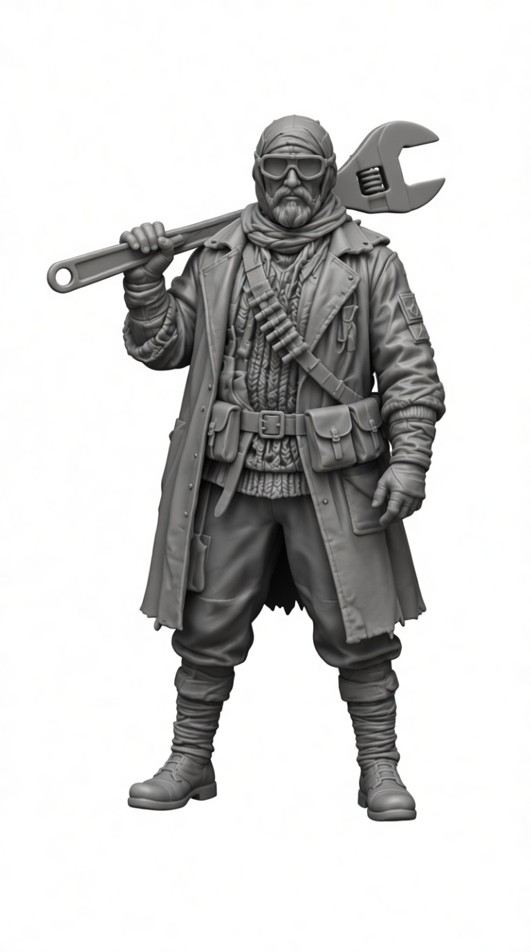 Wasteland Mechanic Figurine free 3D printable STL