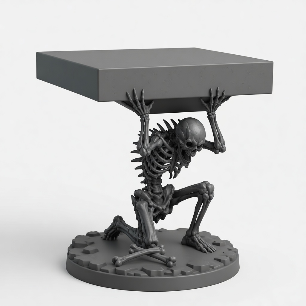Skeleton Holding Table Figurine free 3D printable STL