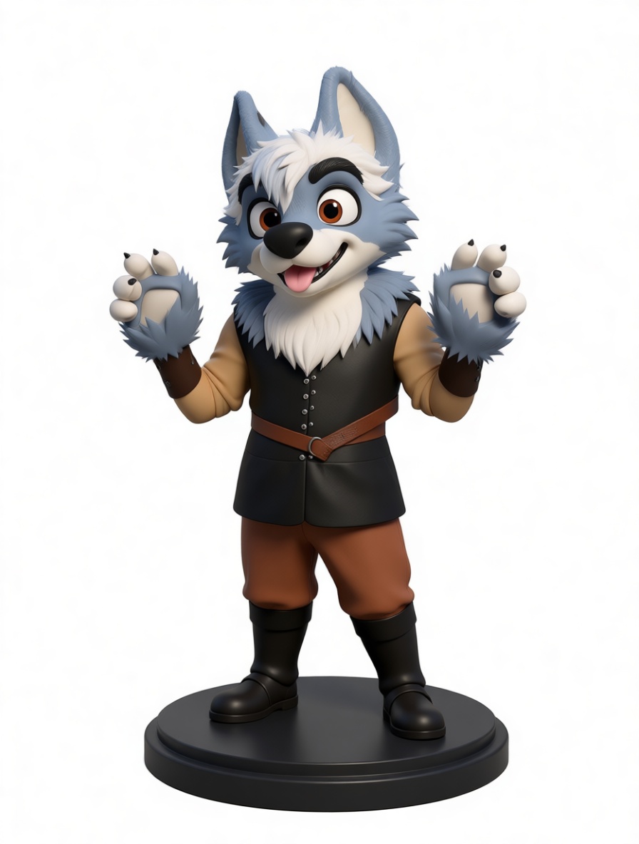 Anthropomorphic Wolf Figurine free 3D printable STL