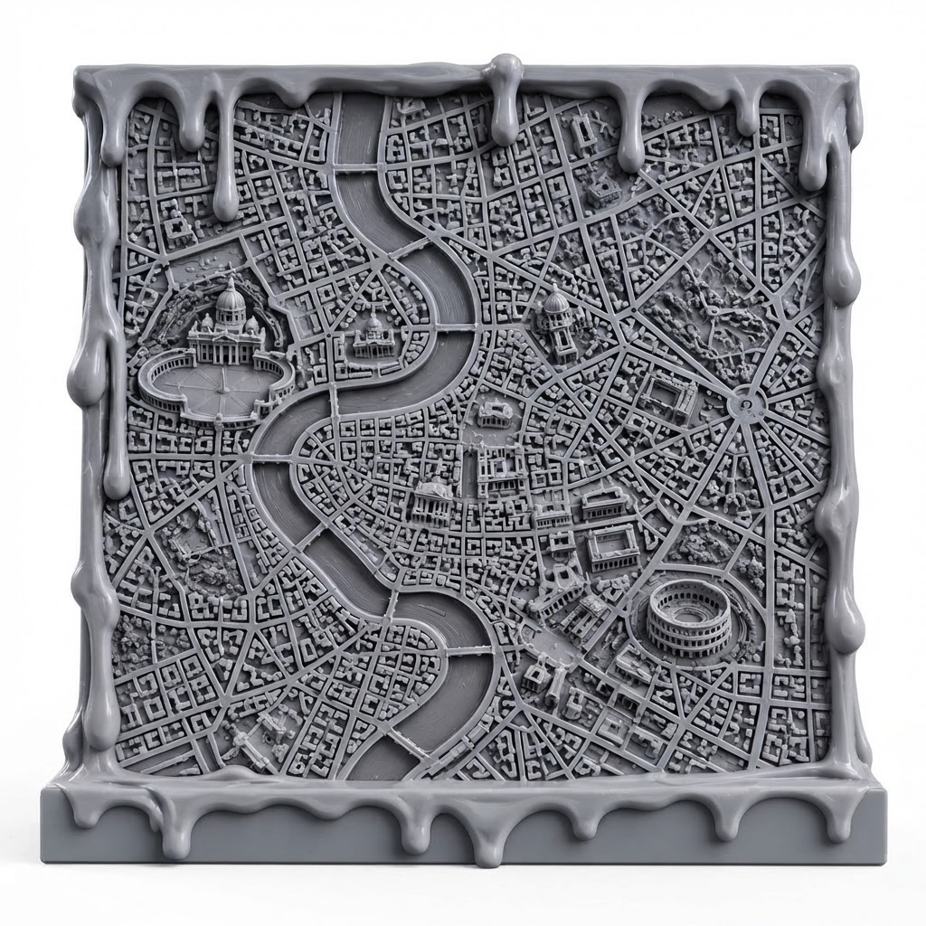 Rome City Map Sculpture free 3D printable STL