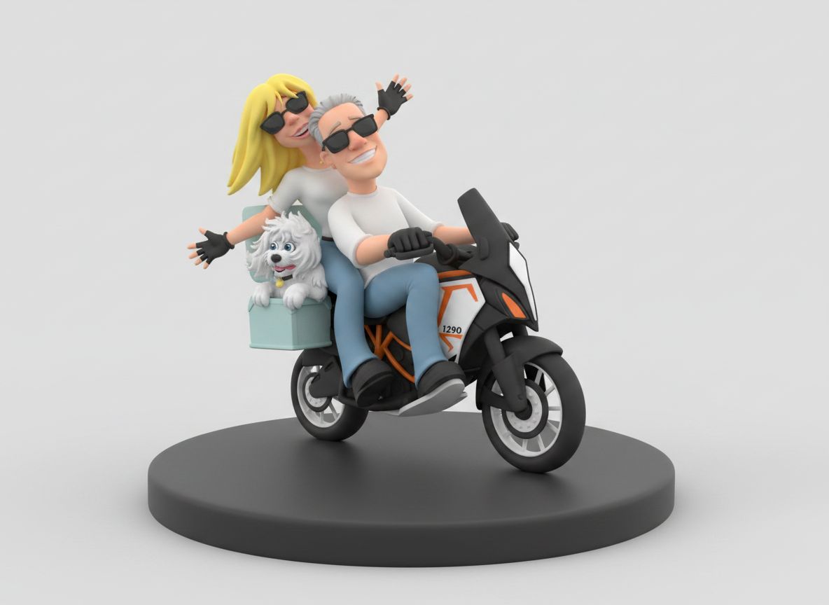 Couple on Motorcycle Figurine free 3D printable STL