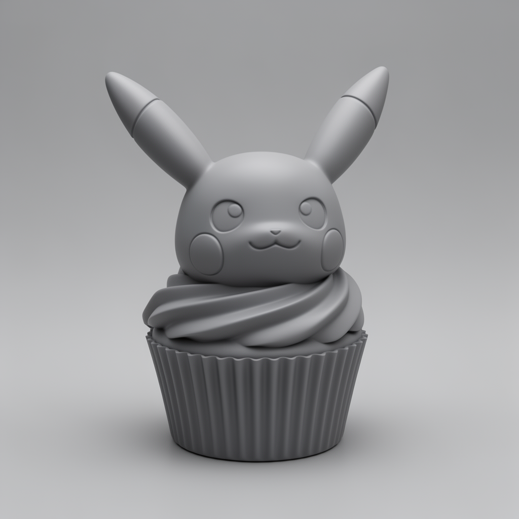Pikachu Cupcake Figurine free 3D printable STL
