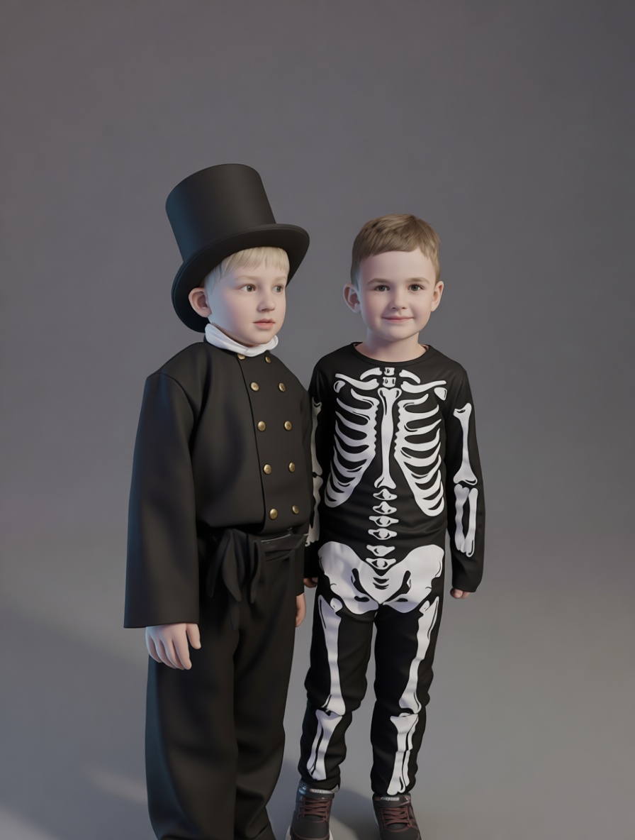 Victorian Boy and Skeleton Boys 3D Model free 3D printable STL