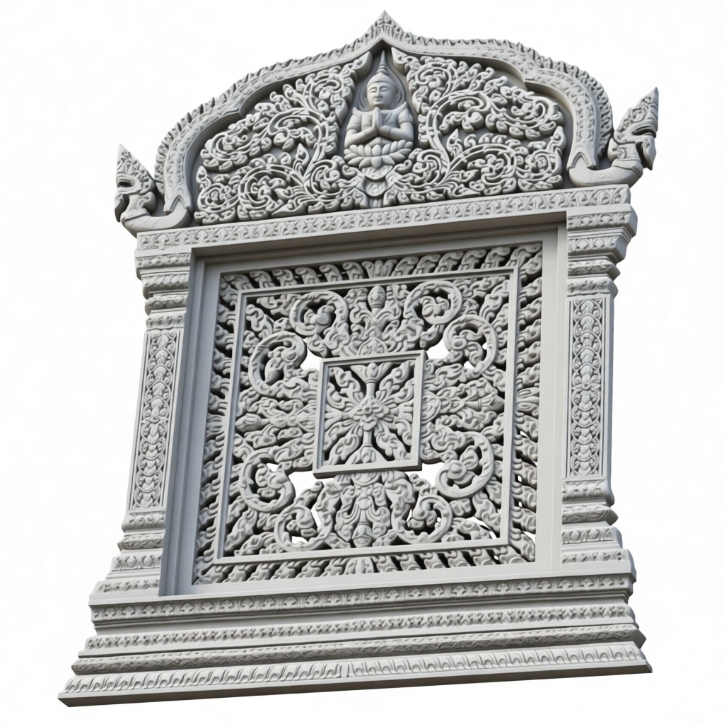 Buddhist Temple Window Frame free 3D printable STL
