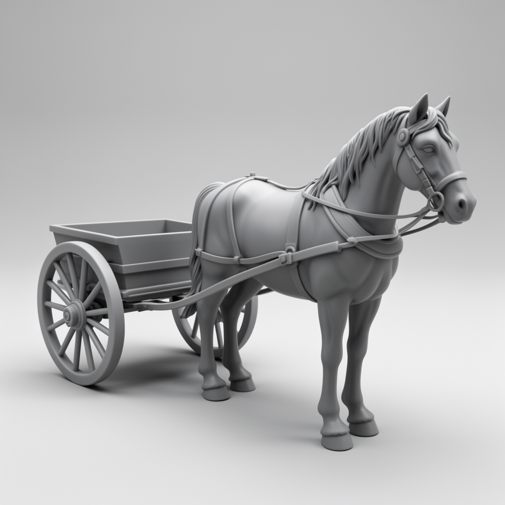Horse with Cart Model free 3D printable STL