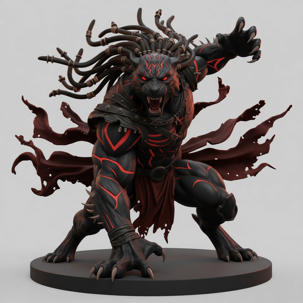Werepanther Figurine free 3D printable STL