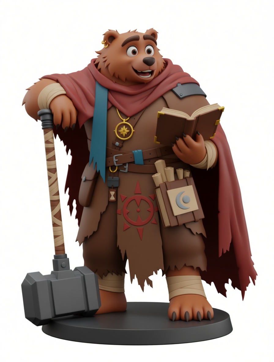 Fantasy Bear Warrior Figurine free 3D printable STL