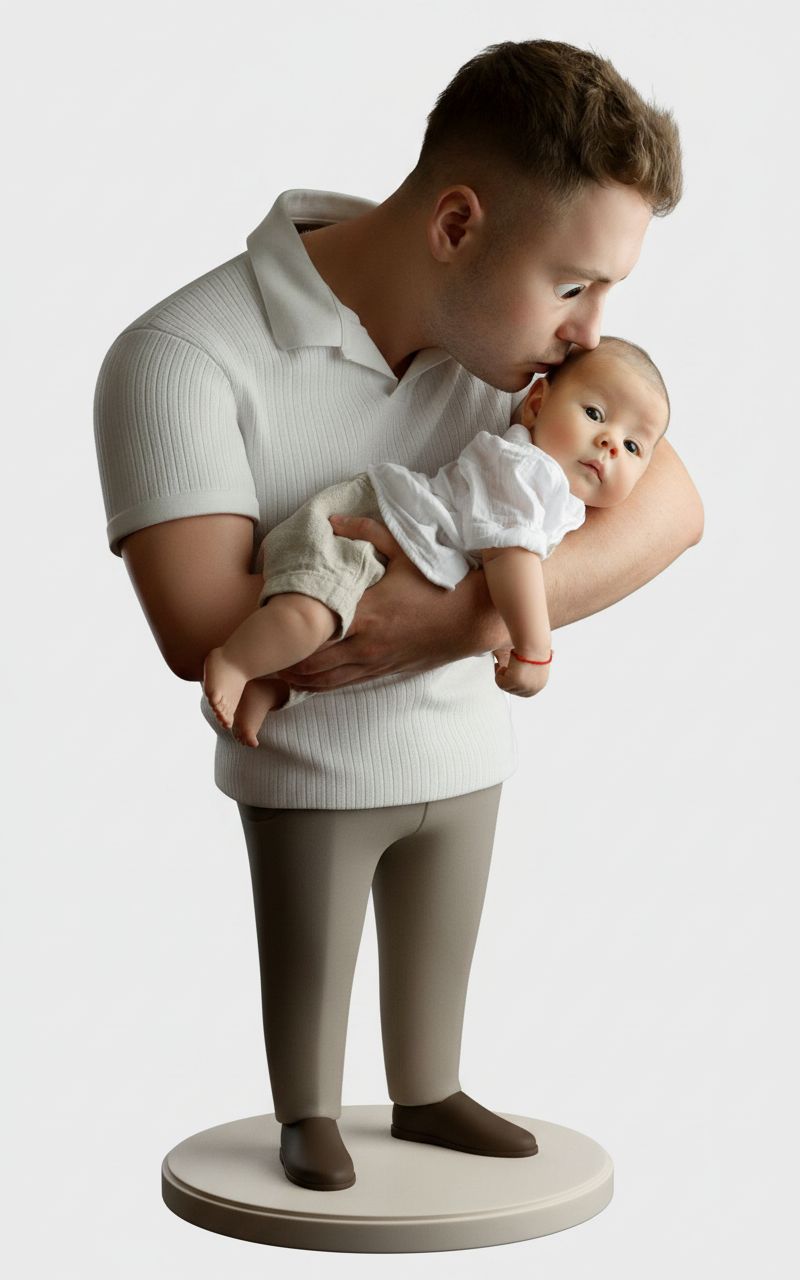 Father Holding Baby Figurine free 3D printable STL