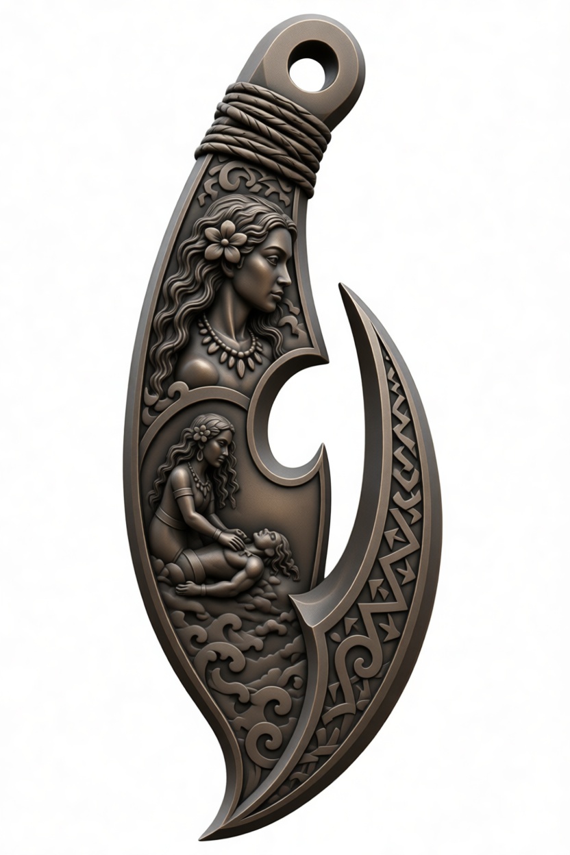 Māui Fish Hook Pendant free 3D printable STL