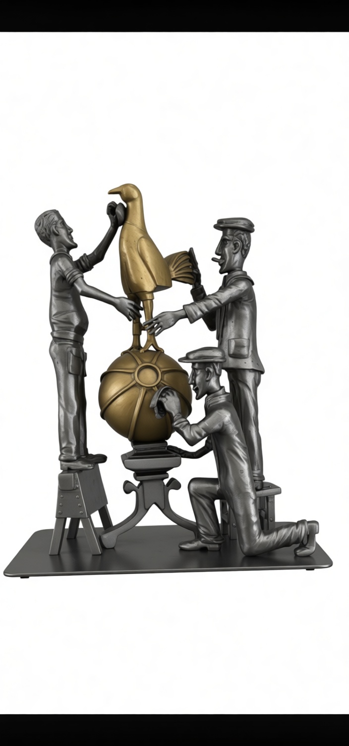 Three Men Golden Goose Figurine free 3D printable STL