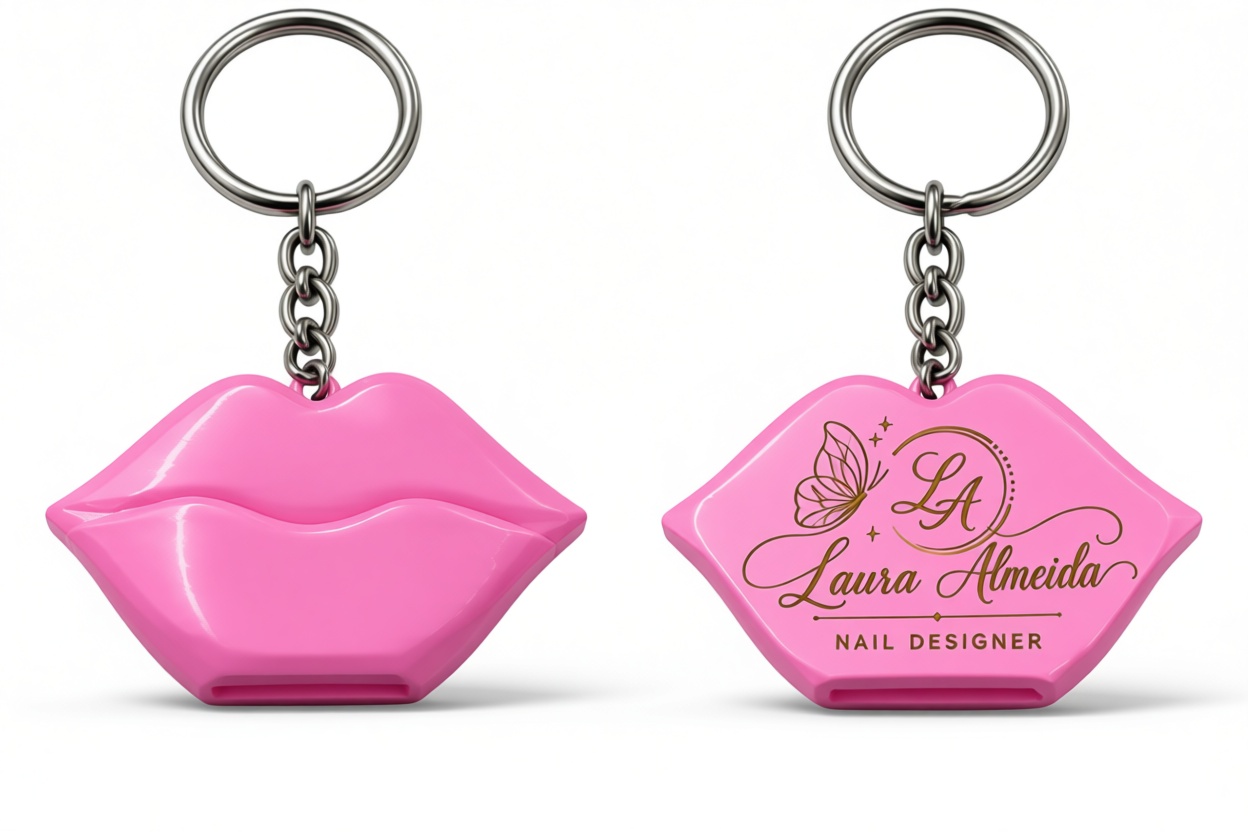 Pink Lips Keychain free 3D printable STL