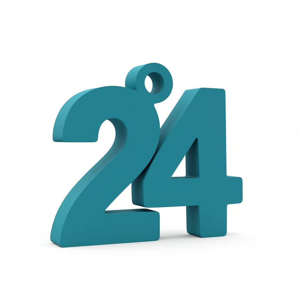 Number 24 Keychain free 3D printable STL