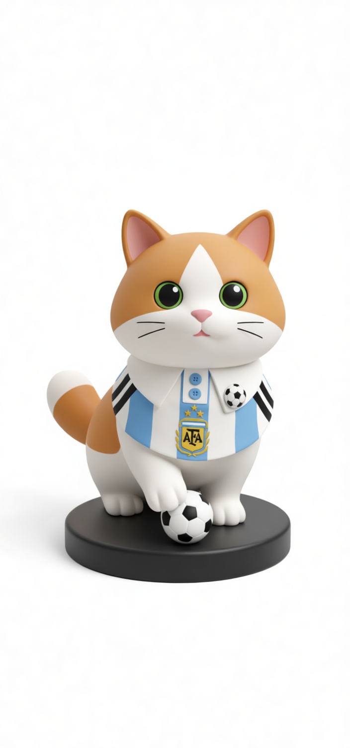 Argentine Soccer Cat Figurine free 3D printable STL
