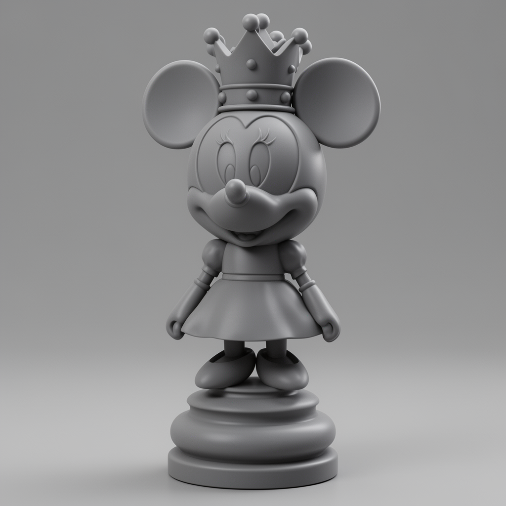 Minnie Mouse Queen Chess Piece free 3D printable STL