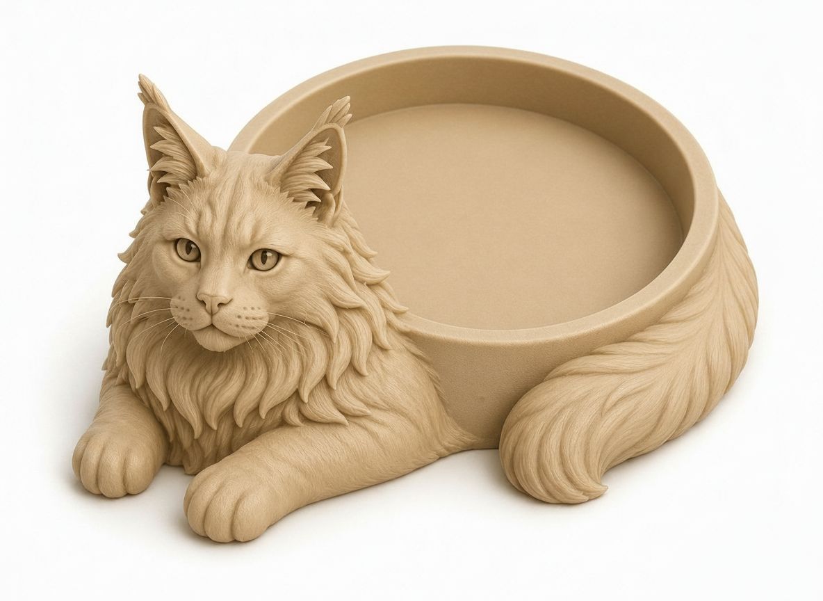 Maine Coon Cat Bowl free 3D printable STL