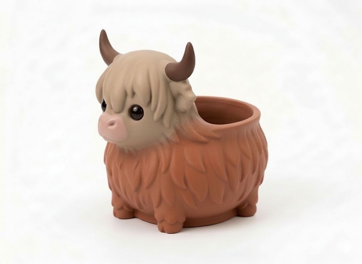 Highland Cow Planter free 3D printable STL