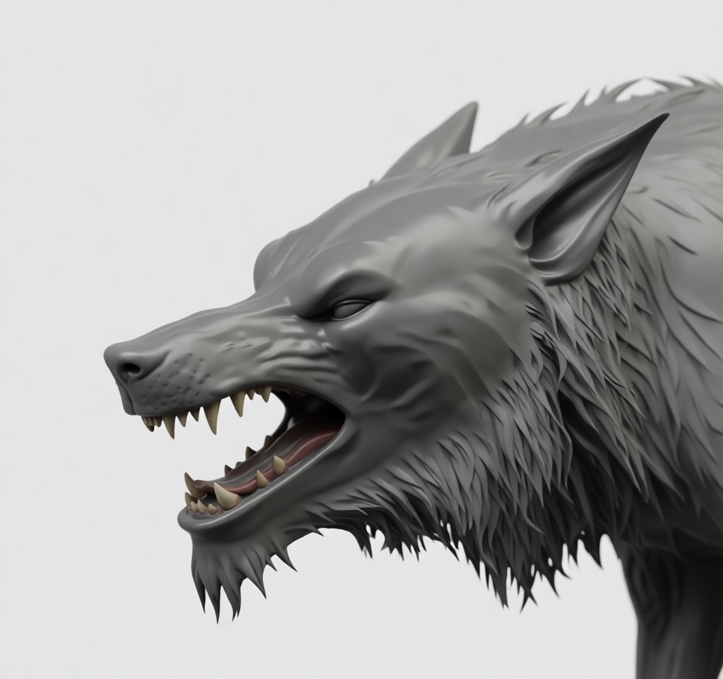 Angry Wolf Head Bust free 3D printable STL