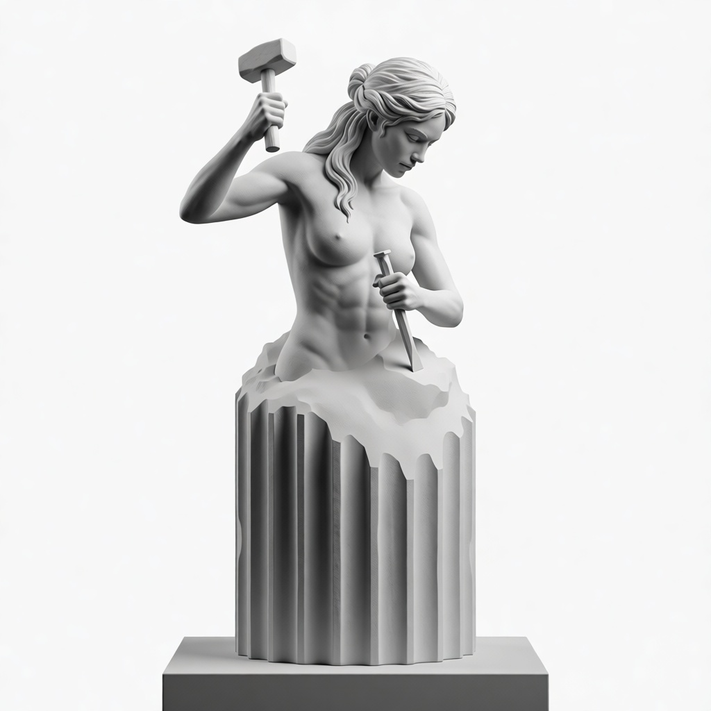 Emerging Woman Sculpture free 3D printable STL