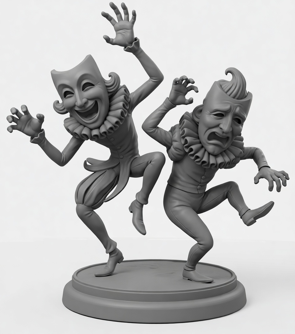 Comedy and Tragedy Figurines free 3D printable STL