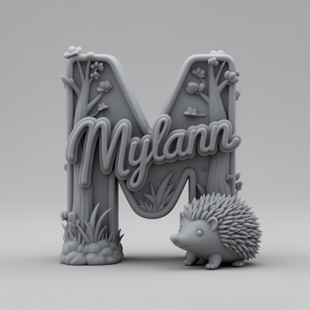 Lettre M Cursive Plaque free 3D printable STL