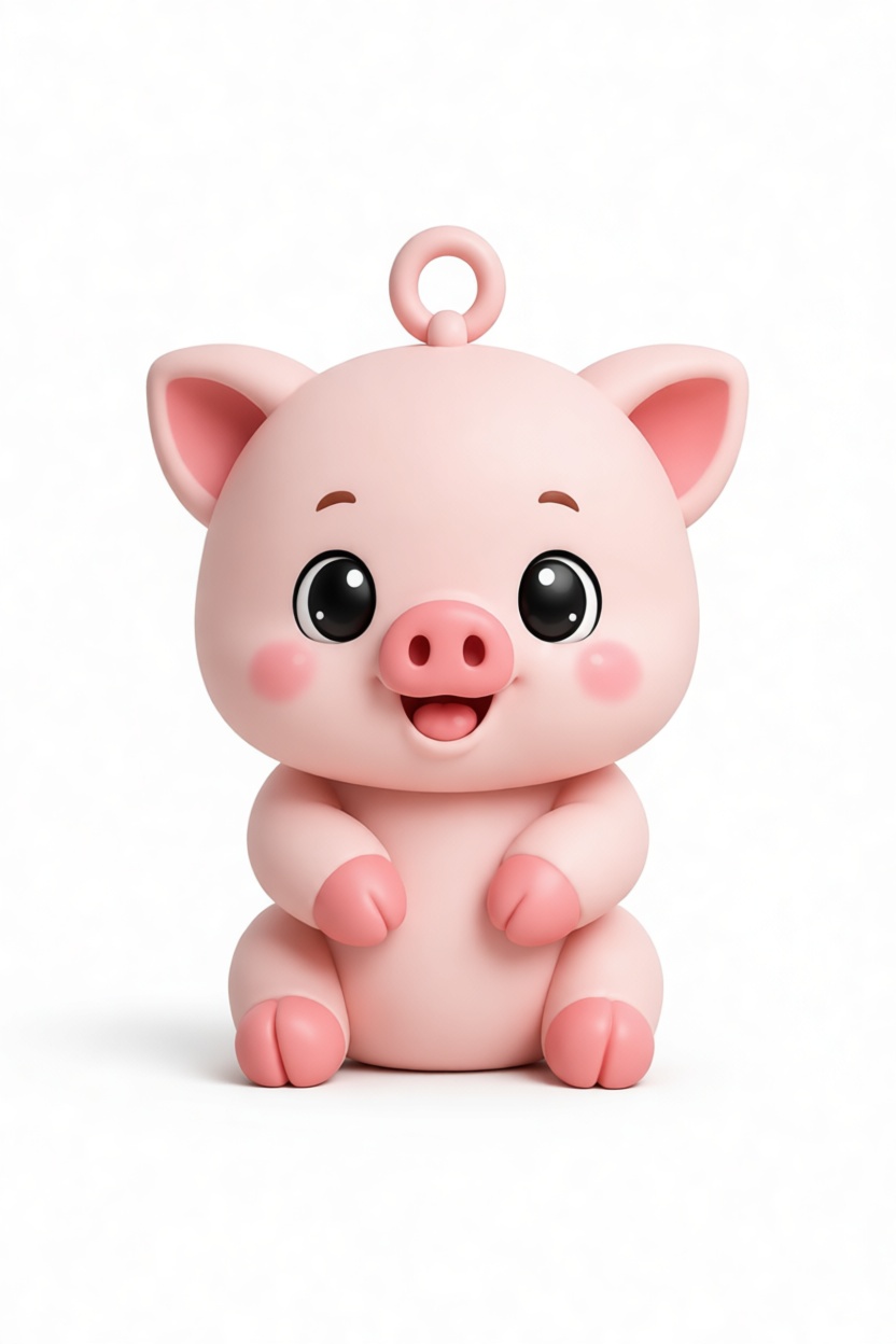 Cute Pig Keychain Figurine free 3D printable STL