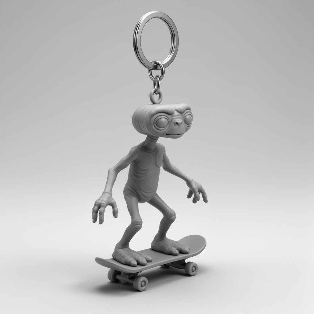 E.T. Skateboarding Keychain free 3D printable STL