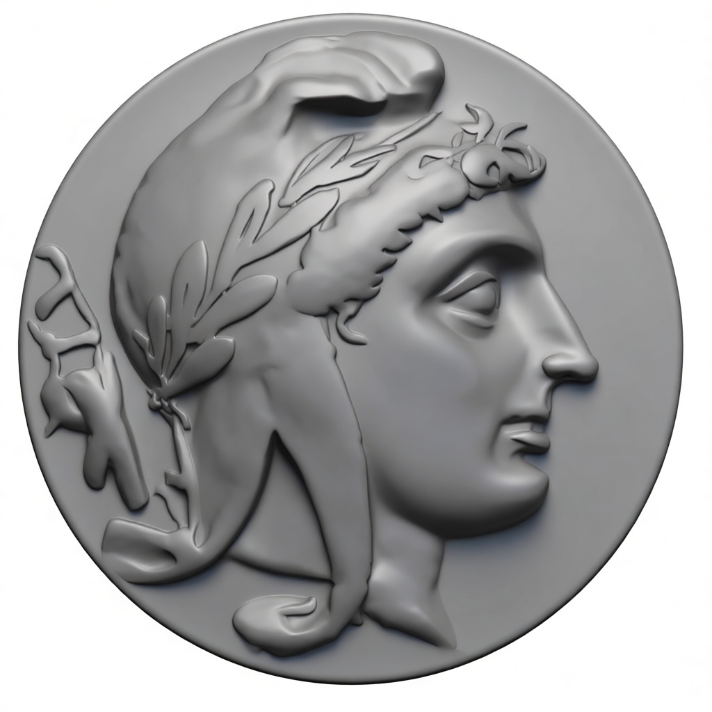 Roman Laurel Head Coin free 3D printable STL