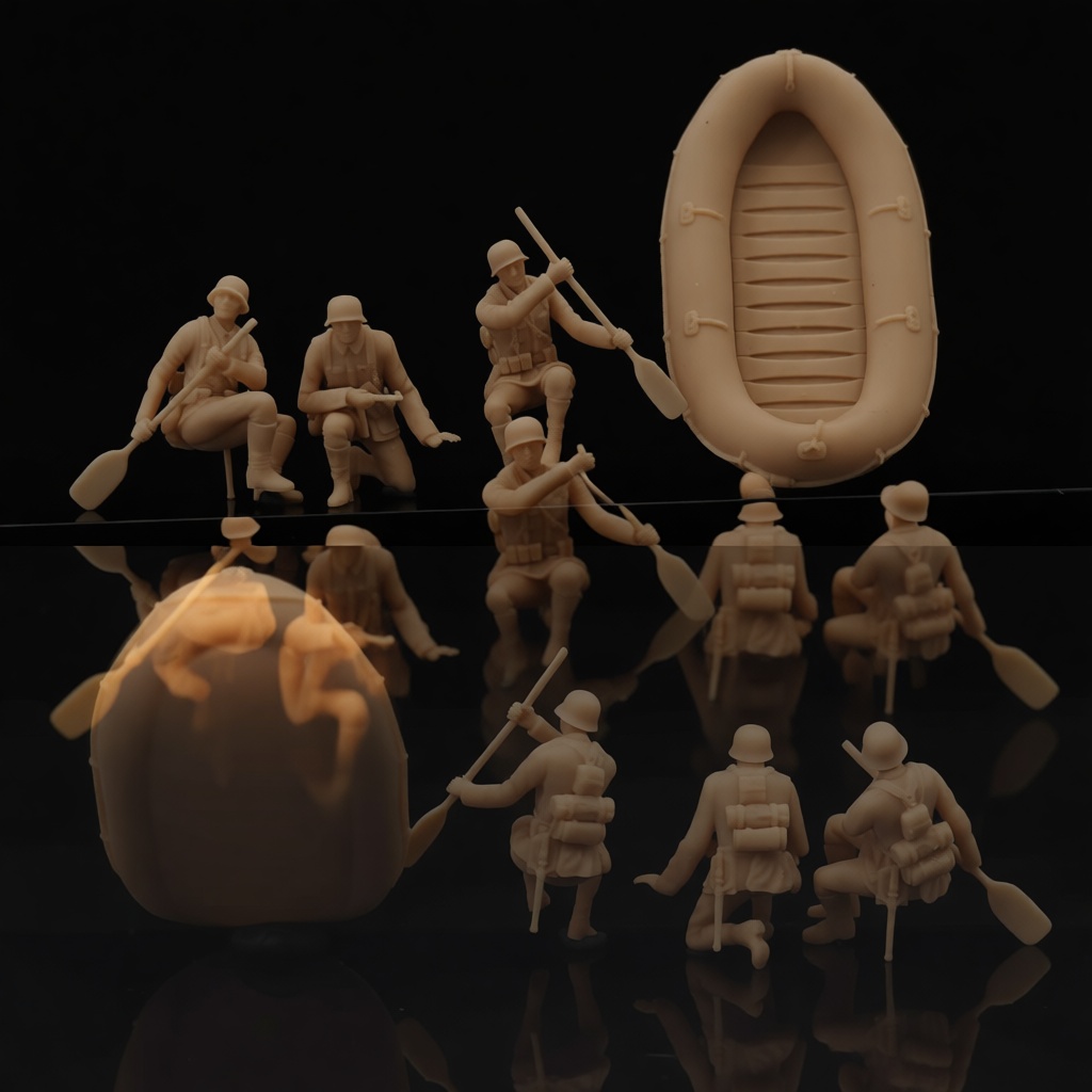 WWII Soldier Raft Miniatures free 3D printable STL
