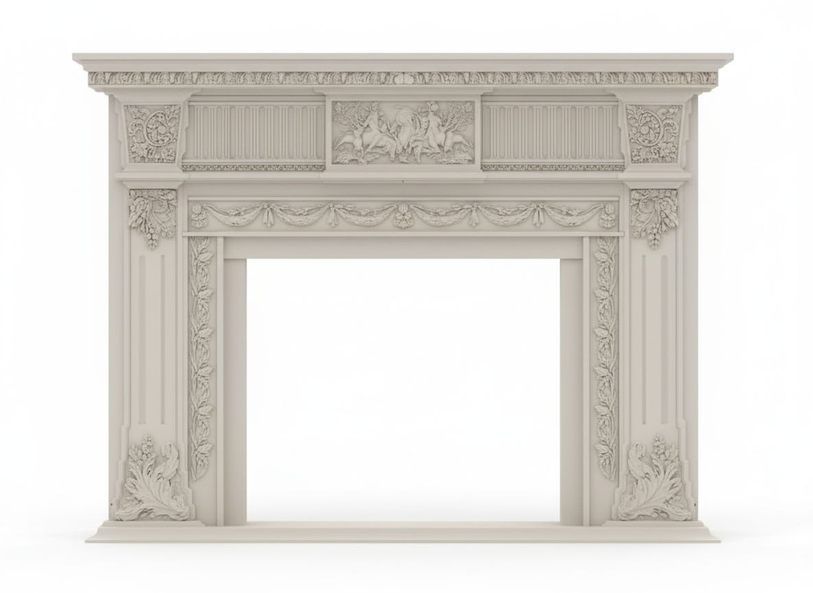 Ornate Fireplace Mantel Model free 3D printable STL