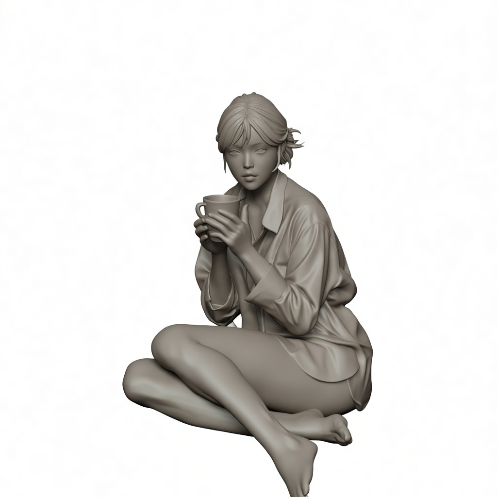 Woman Sitting Figurine free 3D printable STL