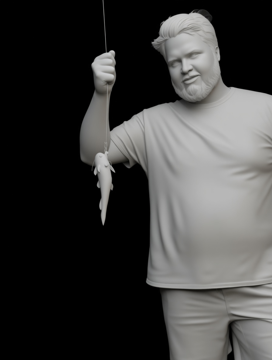 Bearded Man Fishing Figurine free 3D printable STL