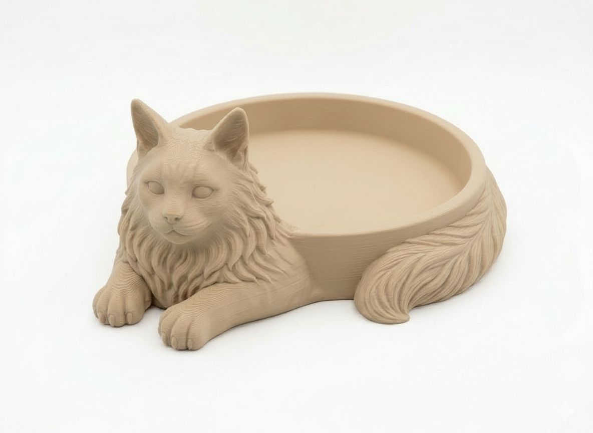 Long-Haired Cat Bowl free 3D printable STL