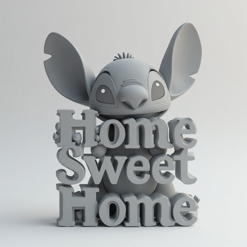 Stitch Home Sweet Home Figurine free 3D printable STL
