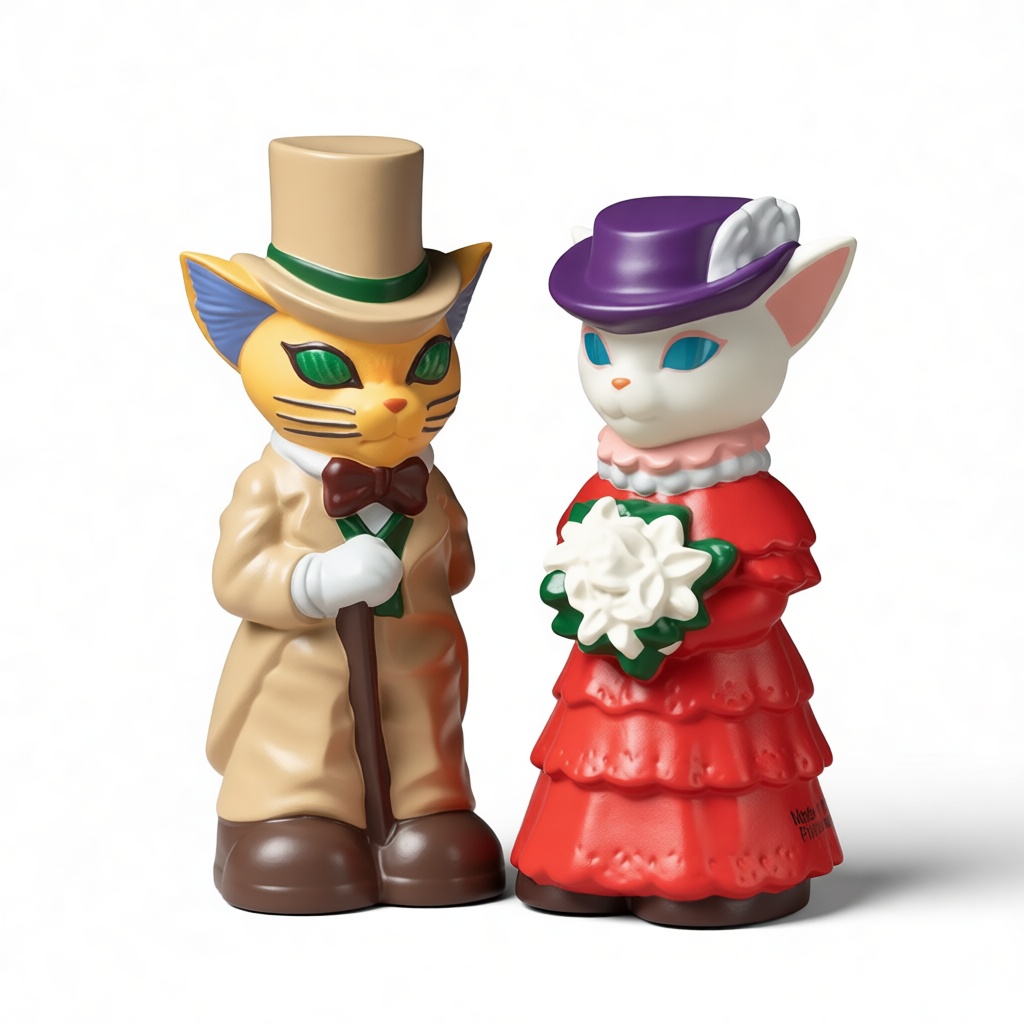 Anthropomorphic Cat Couple Figurines free 3D printable STL