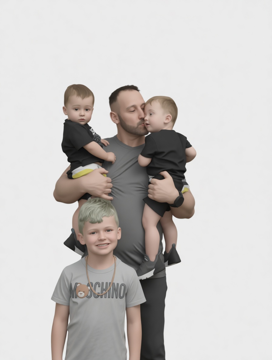Father with Three Children Figurine free 3D printable STL