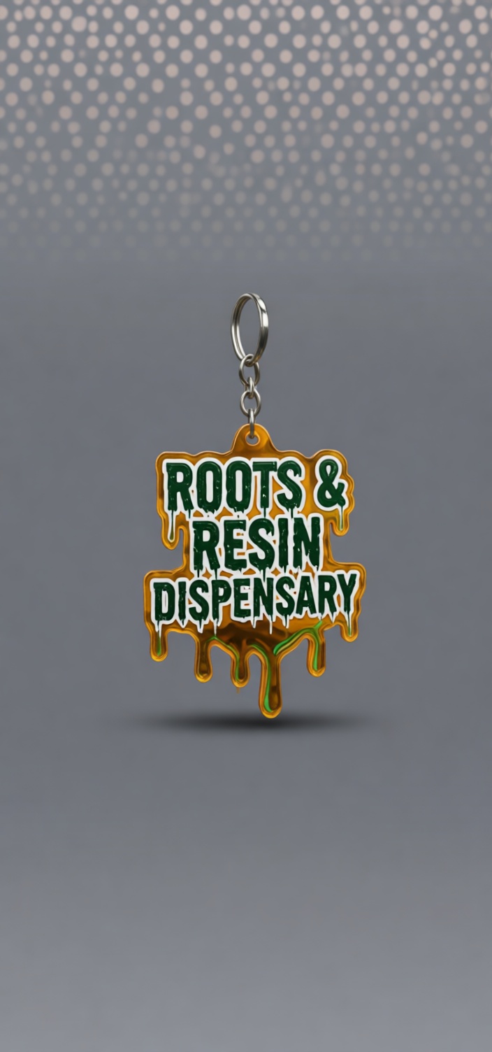 Roots & Resin Keychain free 3D printable STL