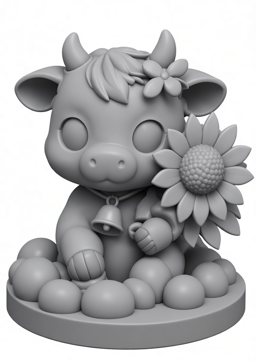 Cute Cow Figurine free 3D printable STL