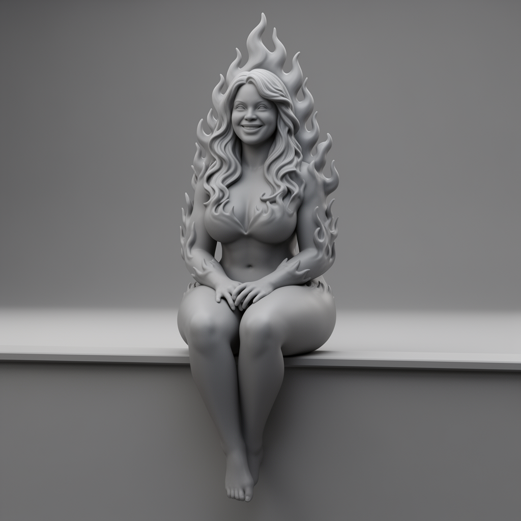 Flame Hair Woman Sculpture - Free 3D Printable STL File