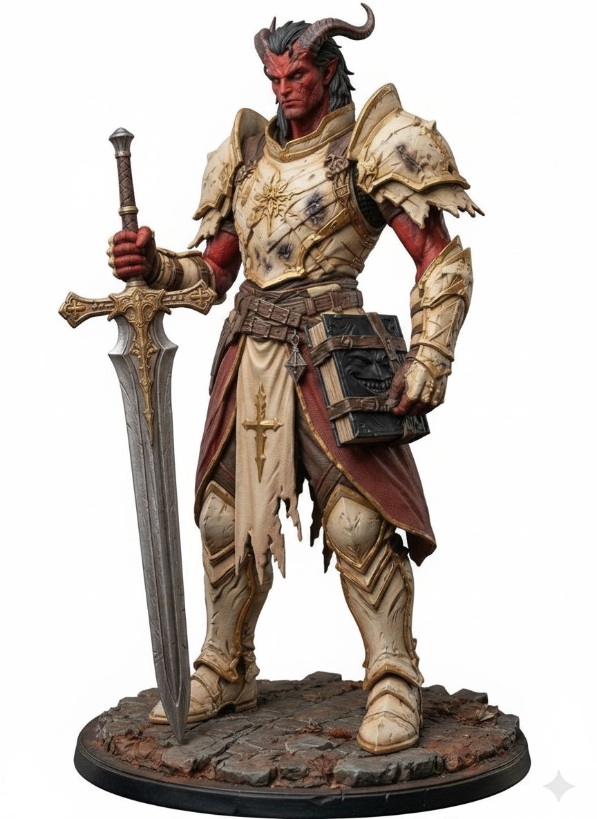 Tiefling Paladin Figurine free 3D printable STL